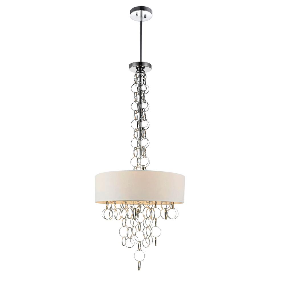 Cwi Lighting Chained 4 Light Chrome Chandelier With White Shade Chained 4 Light Chrome Chandelier With White Shade