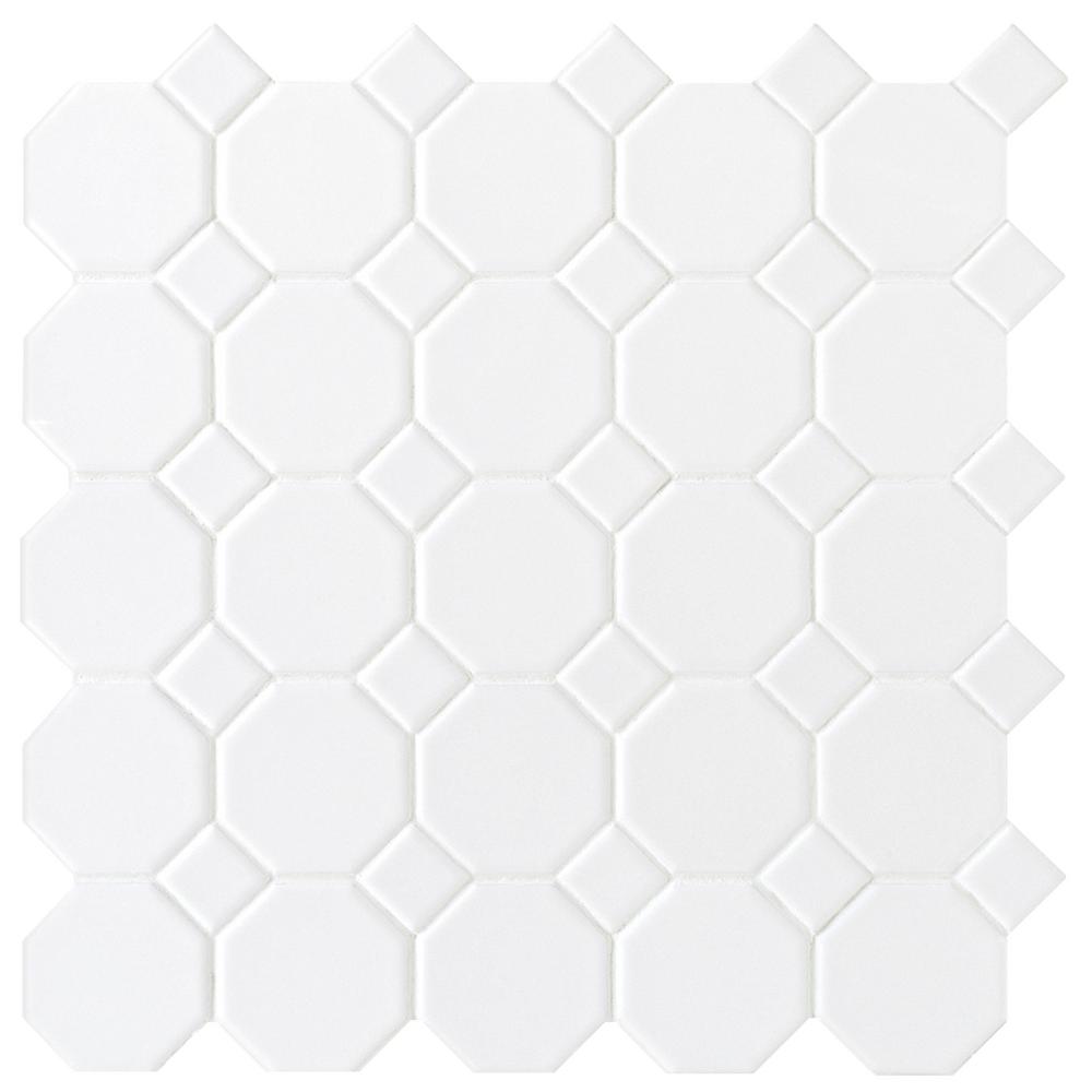 Daltile Prologue Matte White 12 In X 6 Mm Glazed Ceramic Matte White 12 In X 6 Mm Ceramic Octagon Dot Mosaic