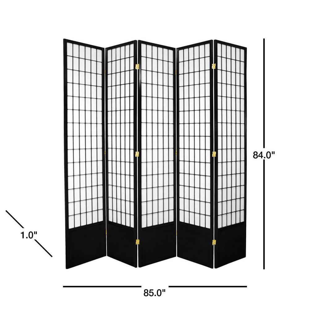 Black 5 Panel Room Divider
