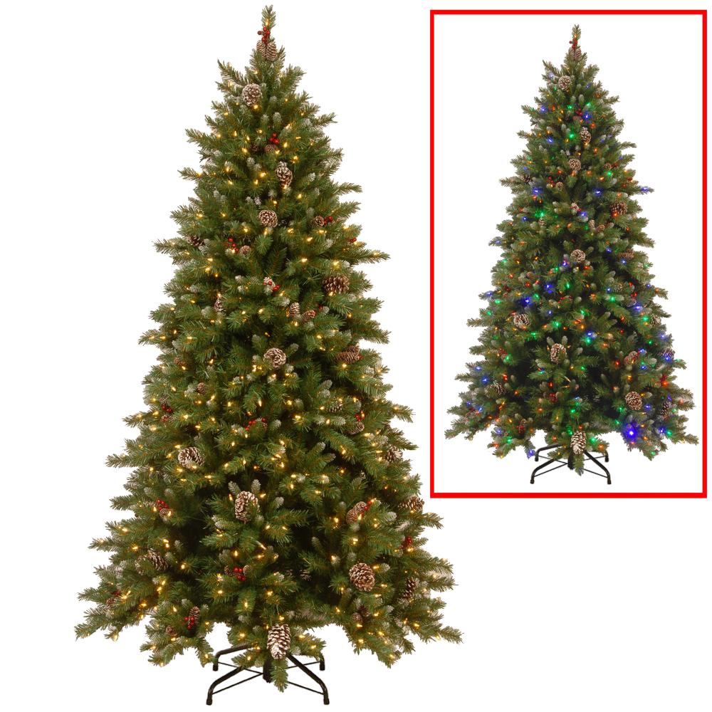 National Tree Company 7.5 ft. PowerConnect Snowy Berry Artificial Christmas Tree with Dual Color