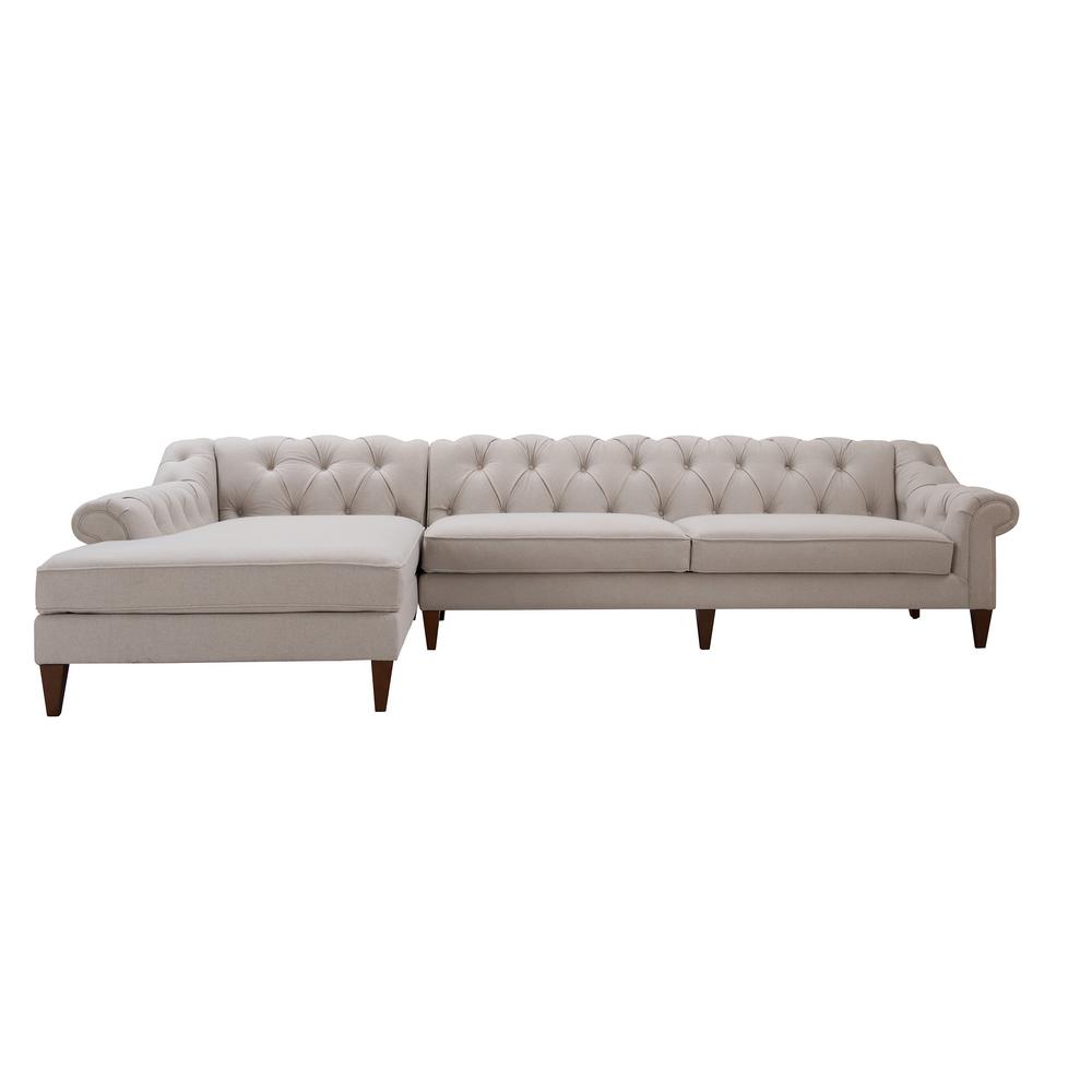 Jennifer Taylor Alexandra 132" Tufted Sofa & Chaise Sectional, LeftArm