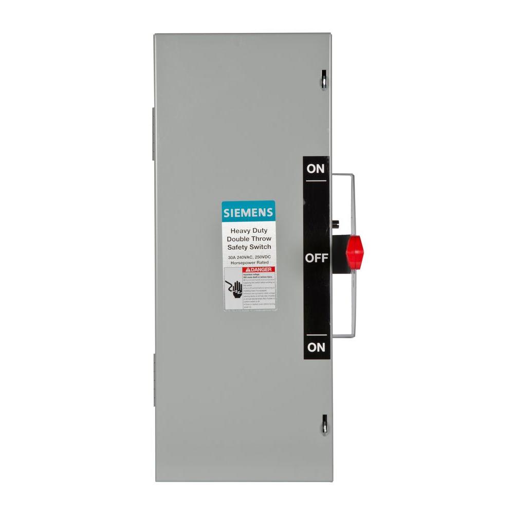 Siemens Double Throw 30 Amp 240Volt 2Pole Indoor NonFusible Safety