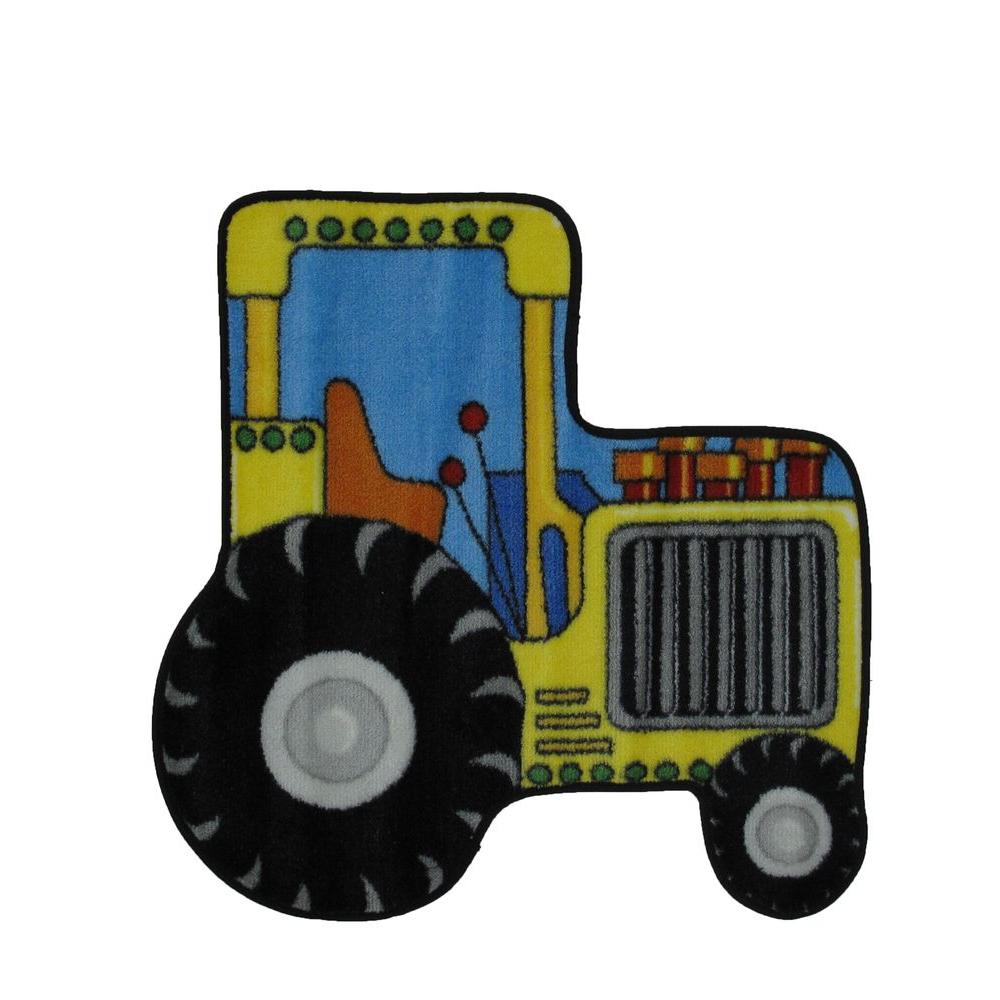 LA Rug Fun Time Shape Tractor Multi Colored 31 in. x 31 in. Area Rug