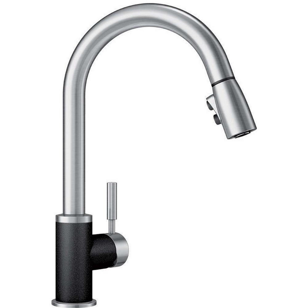 Blanco SONOMA Single Handle Pull Down Sprayer Kitchen Faucet In   Anthracite Stainless Blanco Pull Down Faucets 442063 64 1000 