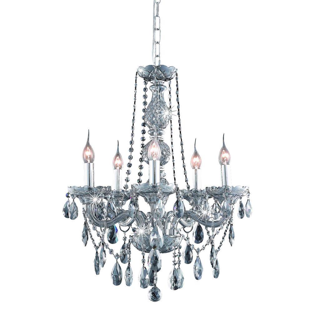 Elegant Lighting 5 Light Stainless Steel Pendant With Silver Shade Elegant Lighting 5 Light Stainless Steel Pendant With Silver Shade Grey Crystal