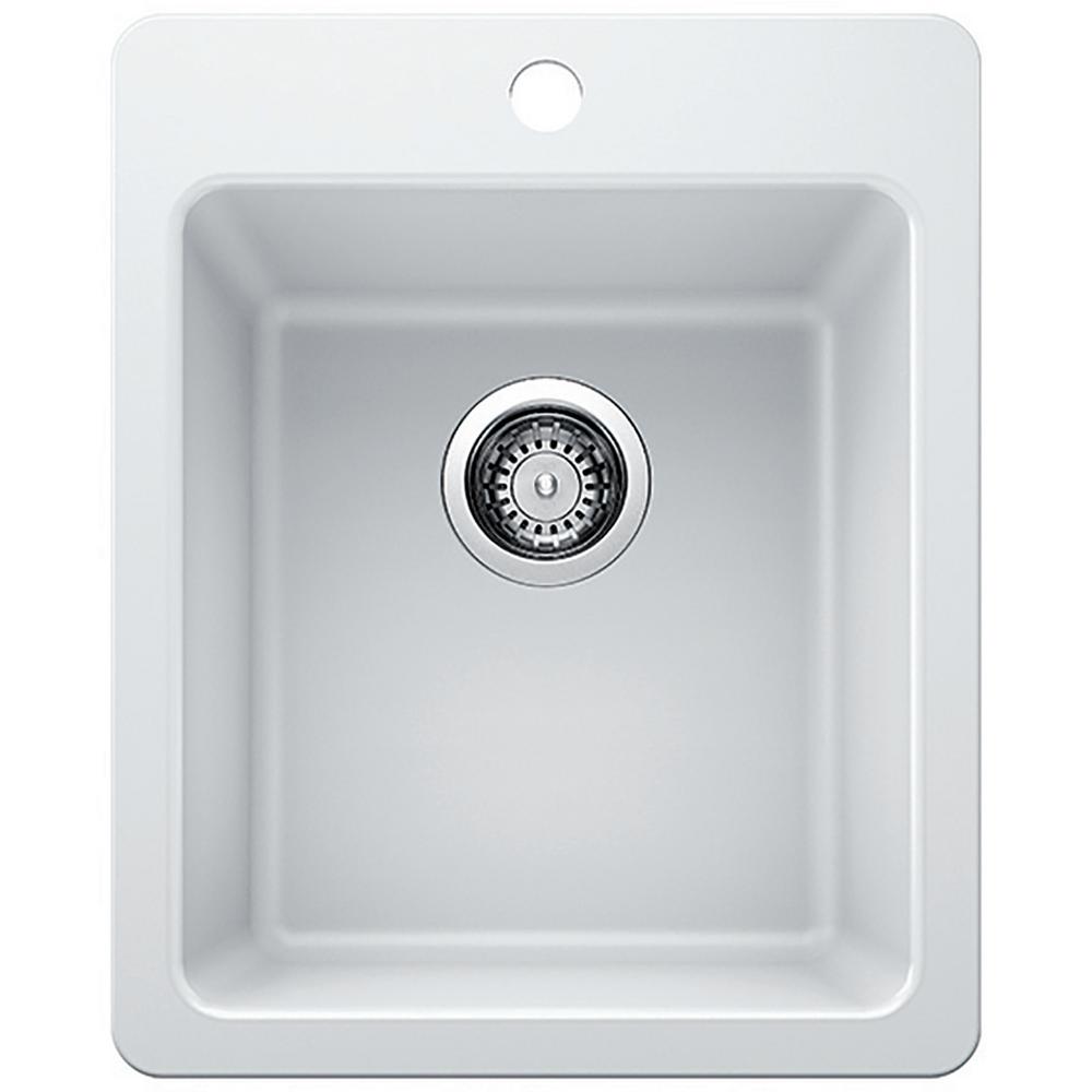 Glacier Bay Glacier Bay Dual Mount Granite Composite 17 In Single Bowl   White Glacier Bay Drop In Kitchen Sinks 442817 64 1000 