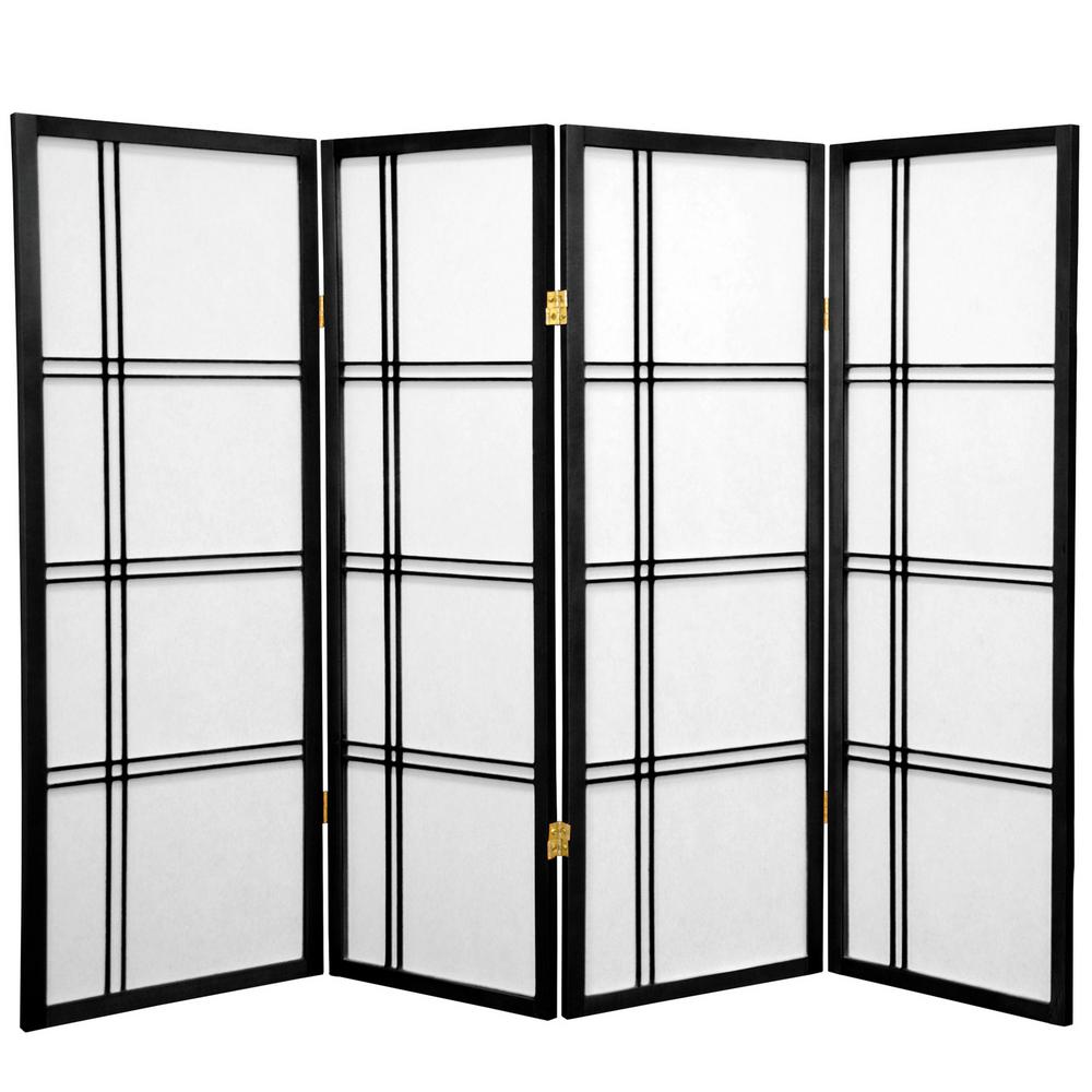 Oriental Furniture 4 ft. Black 4-Panel Room Divider-DC48-BLK-4P - The ...