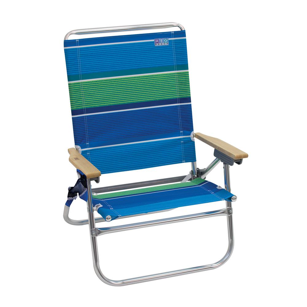 Rio 4 Position Easy In Easy Out Aluminum Striped Beach Chair