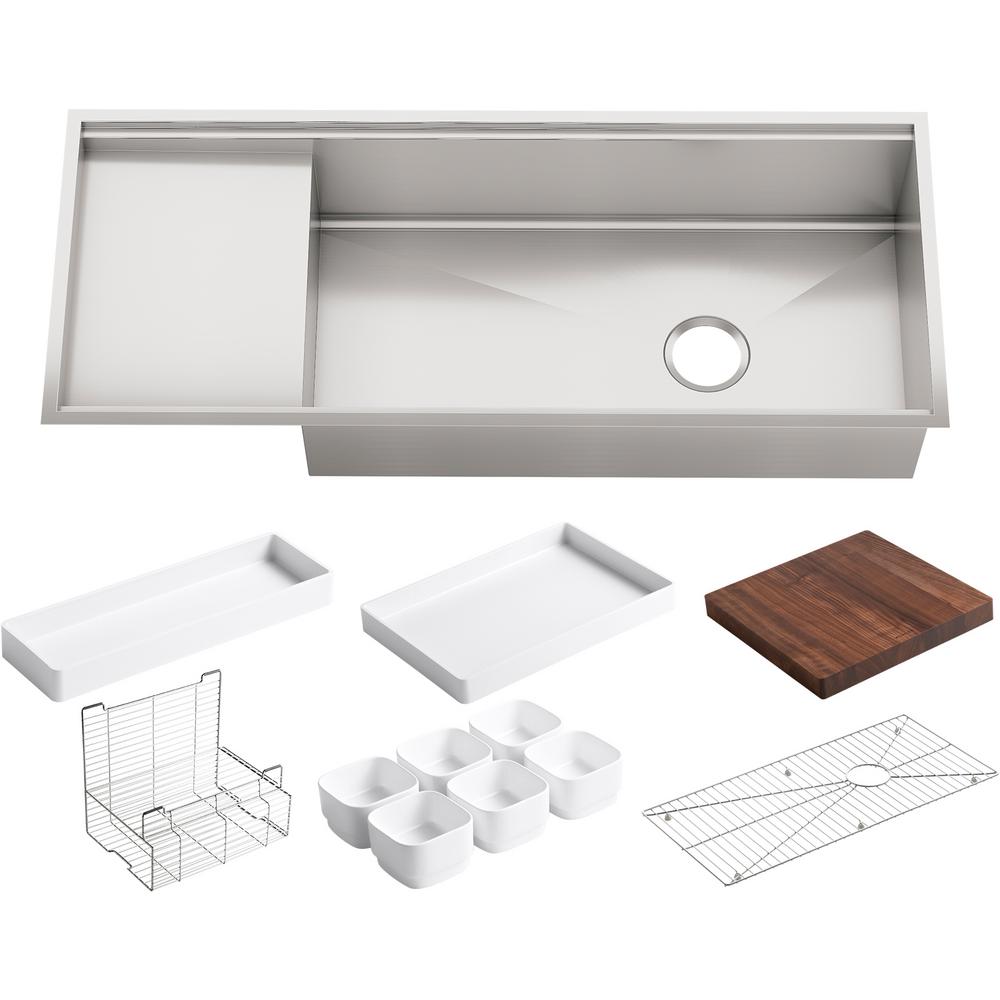Kohler Stages Undermount Stainless Steel 45 In Single Bowl Kitchen Sink Kit