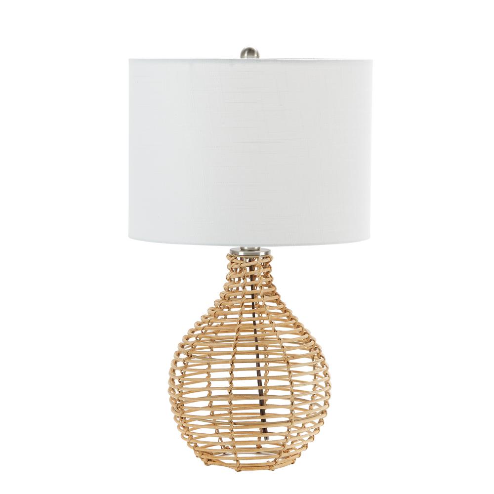 Tan Rattan Table Lamp with Shade 
