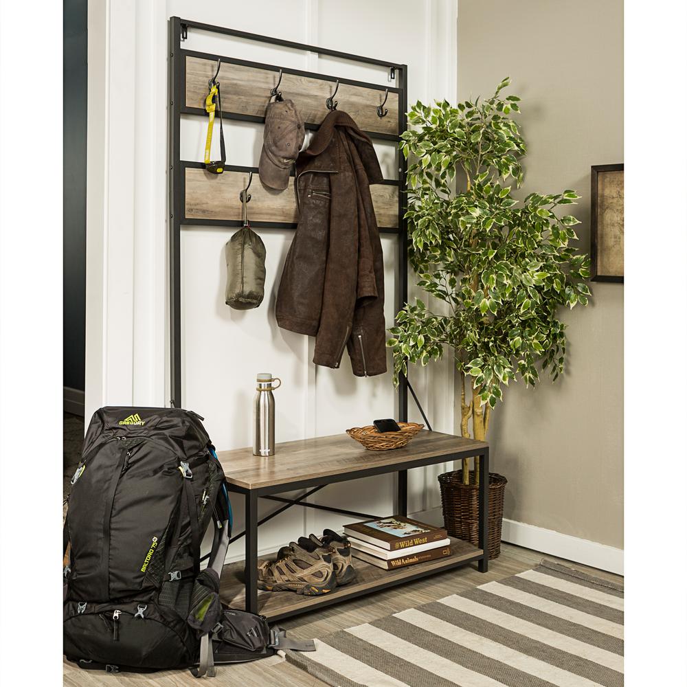Walker Edison Furniture Company 72 in. Grey Wash Industrial Metal and Wood Hall Tree was $229.2 now $154.86 (32.0% off)