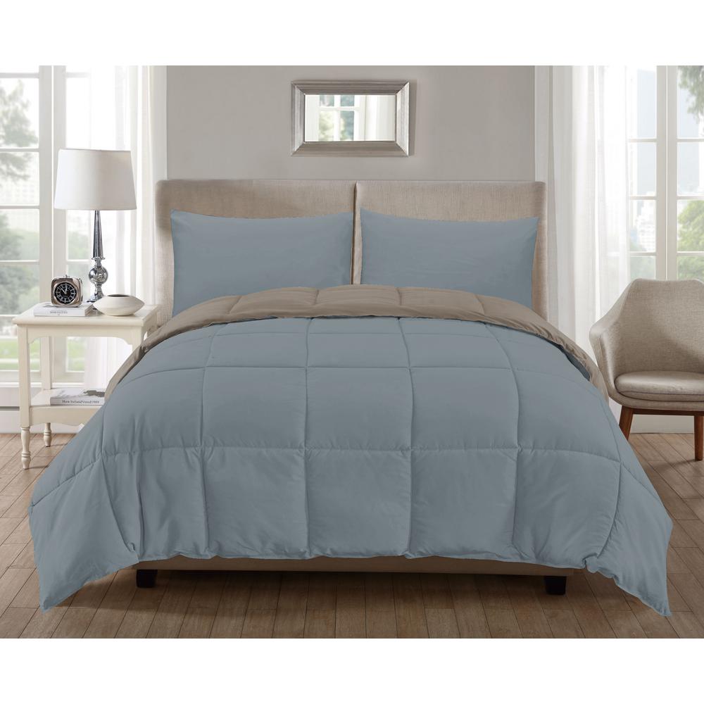 Kensie Jackson 2-Piece Cream-Dusty-Blue King Comforter Set-JACK 14120D ...