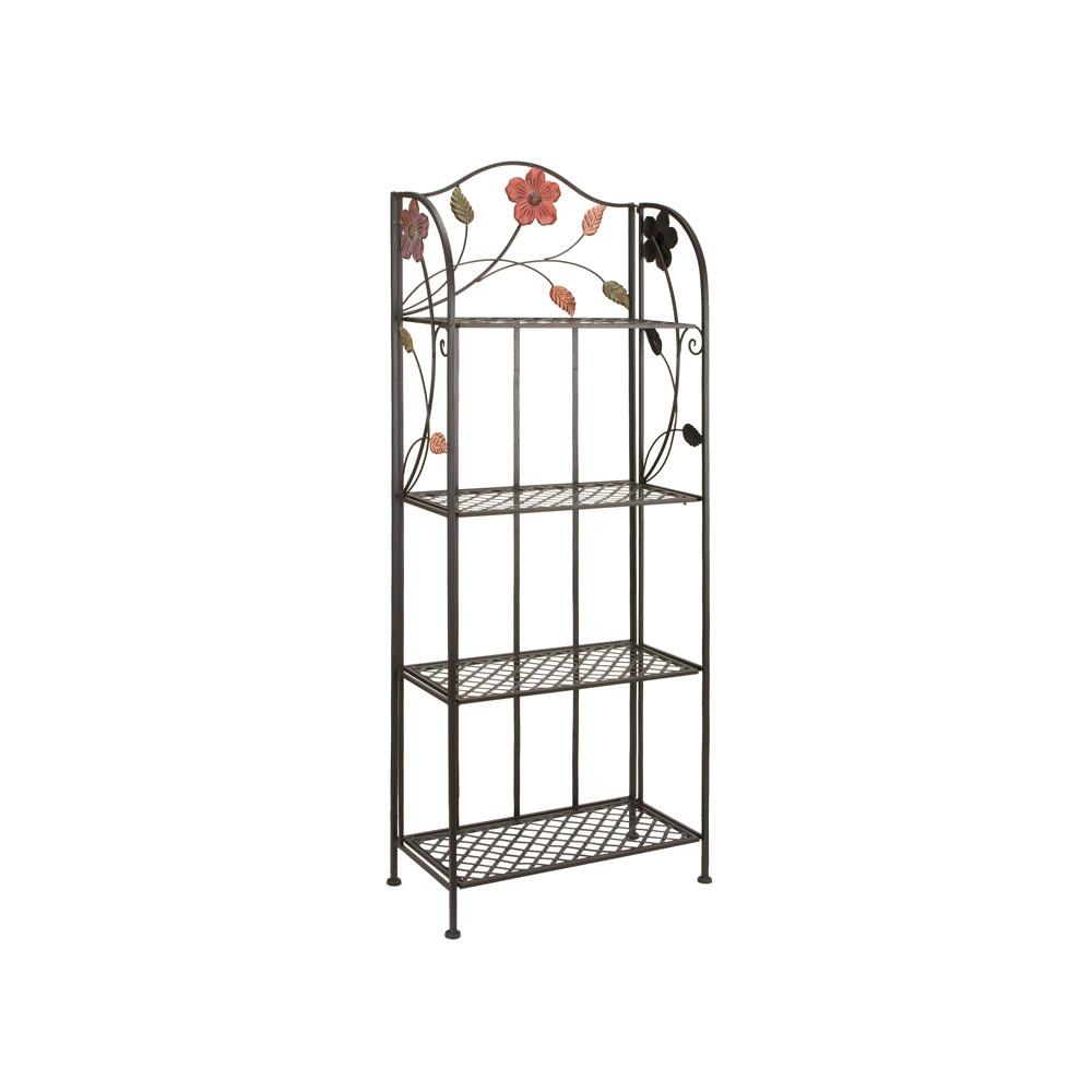 Litton Lane Black With Multi Color Flower And Leaf Details 4 Tier Litton Lane Black With Multi Color Flower And Leaf Details 4 Tier Baker S Rack