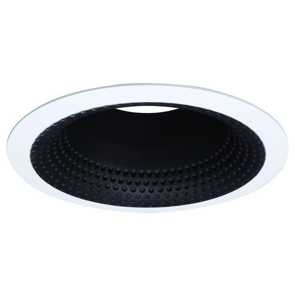 Halo E26 6 in. Series Black Recessed Ceiling Light Fixture Trim with Tapered Baffle and White