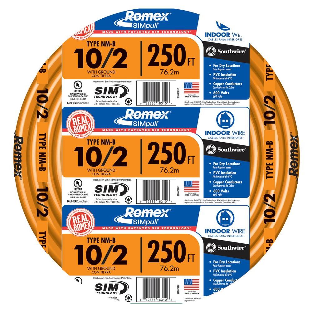 Southwire 250 ft. 14/2 Solid Romex SIMpull CU NM-B W/G Wire ...