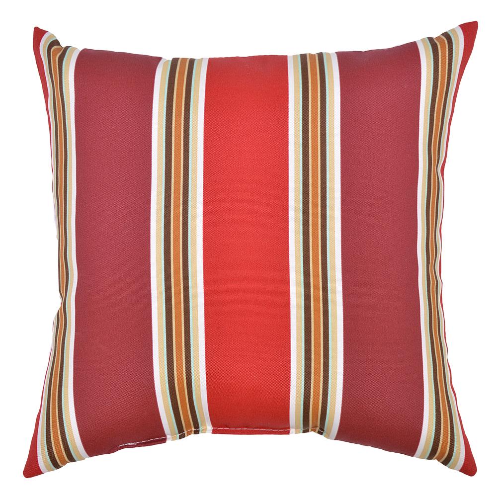 Hampton Bay Chili Stripe Square Outdoor Throw Pillow705004219611
