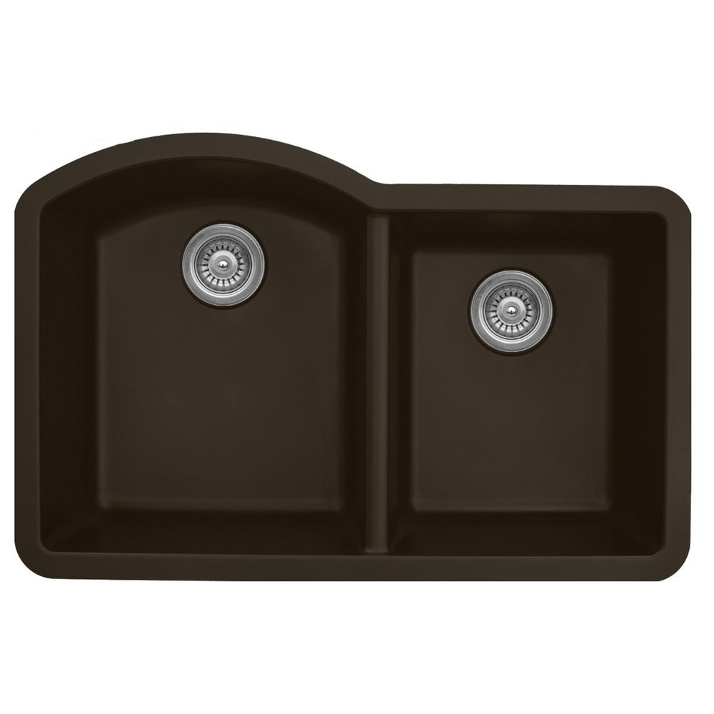 Karran Undermount Kitchen Sinks The Home Depot 60 40 Double Bowl Kitchen Sink In Brown