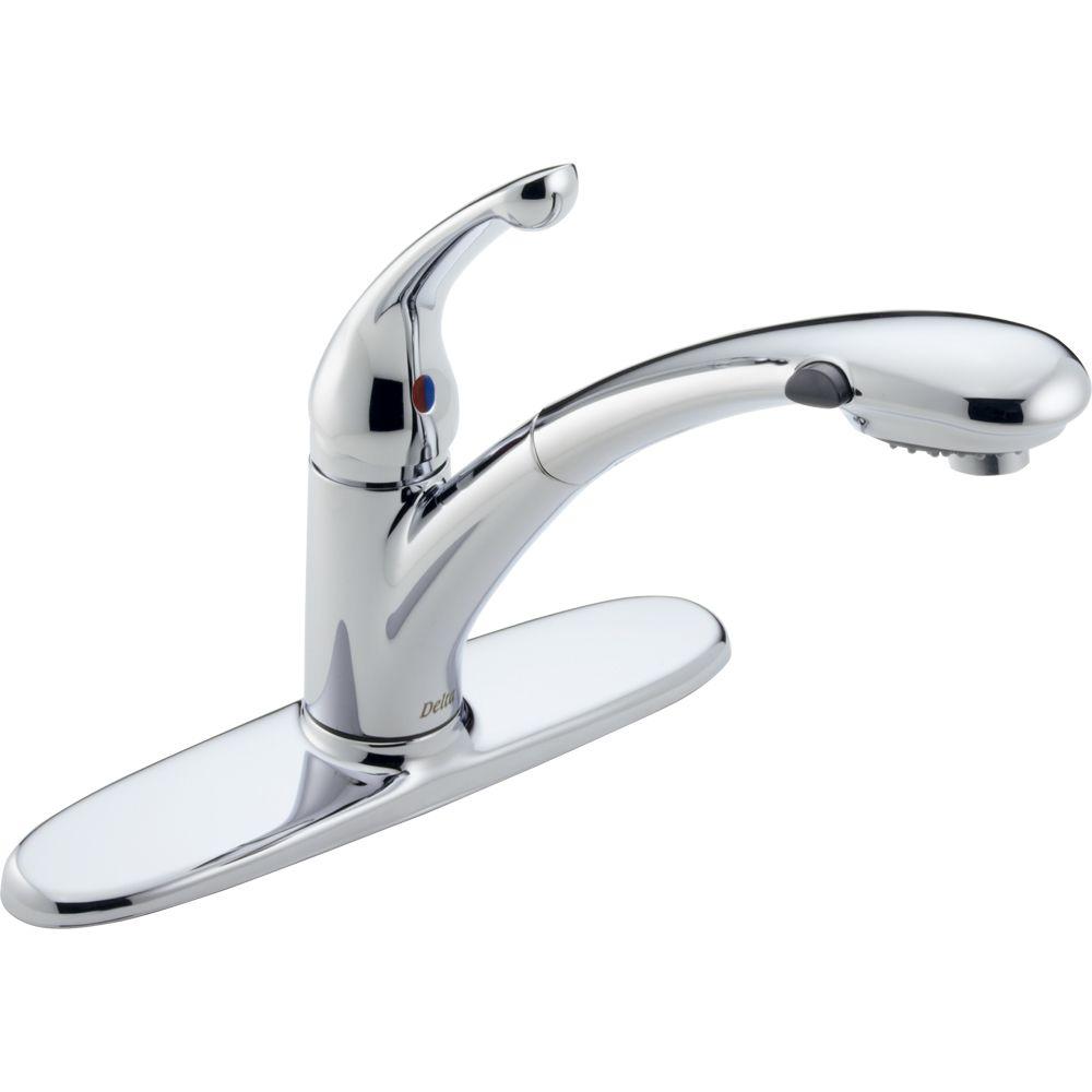 Delta Signature Single-Handle Pull-Out Sprayer Kitchen Faucet with ...