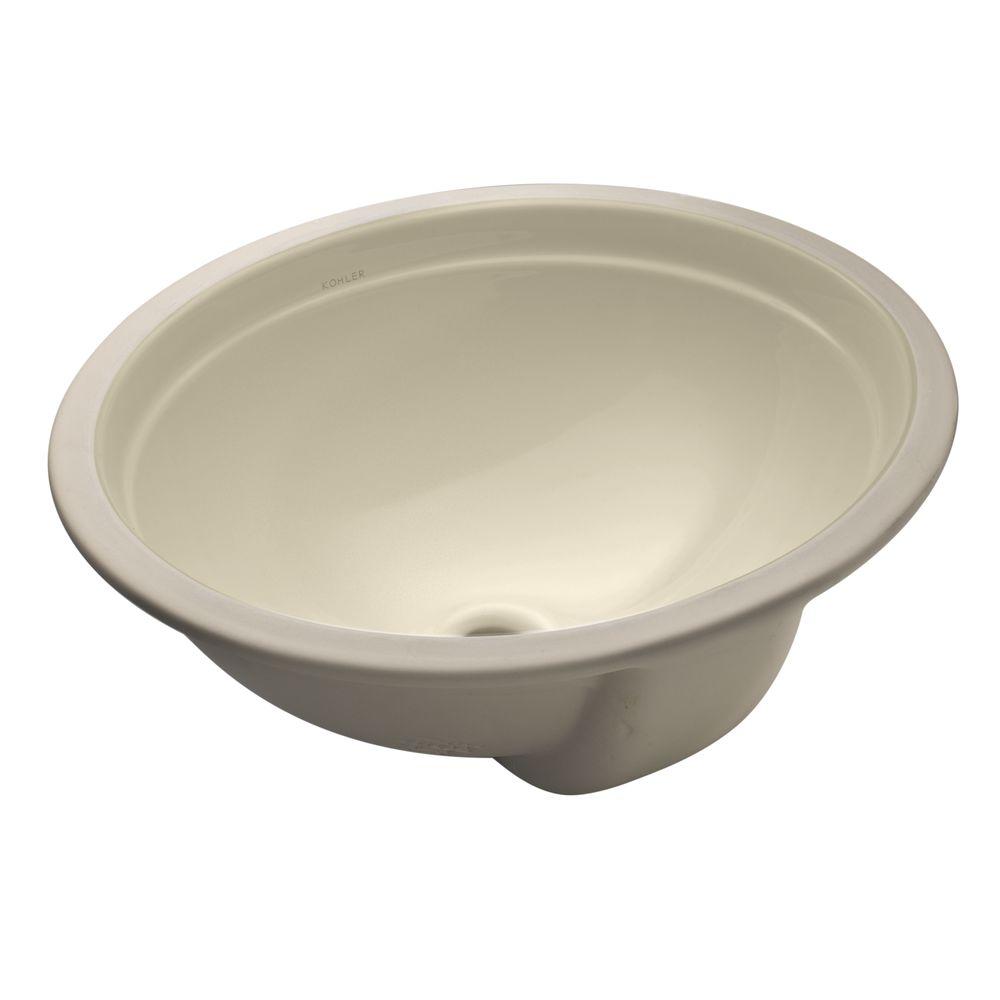 KOHLER Caxton Vitreous China Undermount Bathroom Sink in AlmondK2205