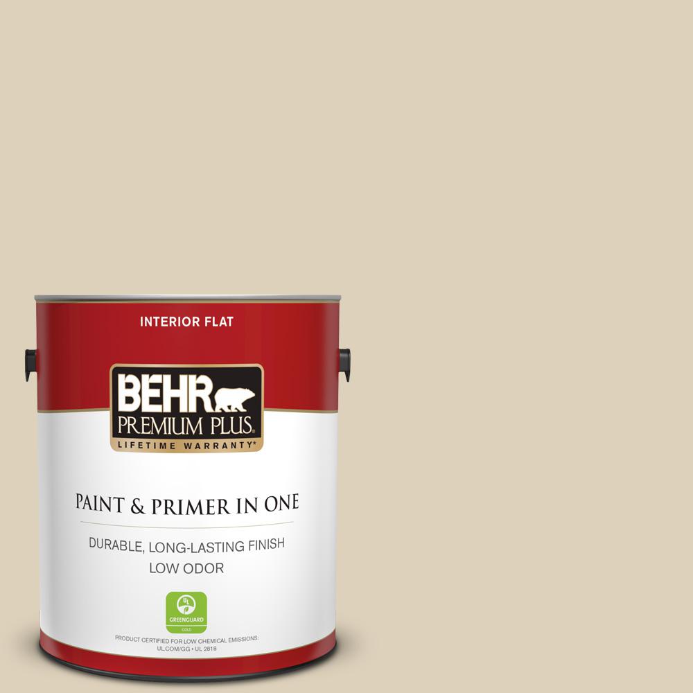 BEHR PREMIUM PLUS 1 Gal. #PPU4-12 Natural Almond Flat Low Odor Interior ...