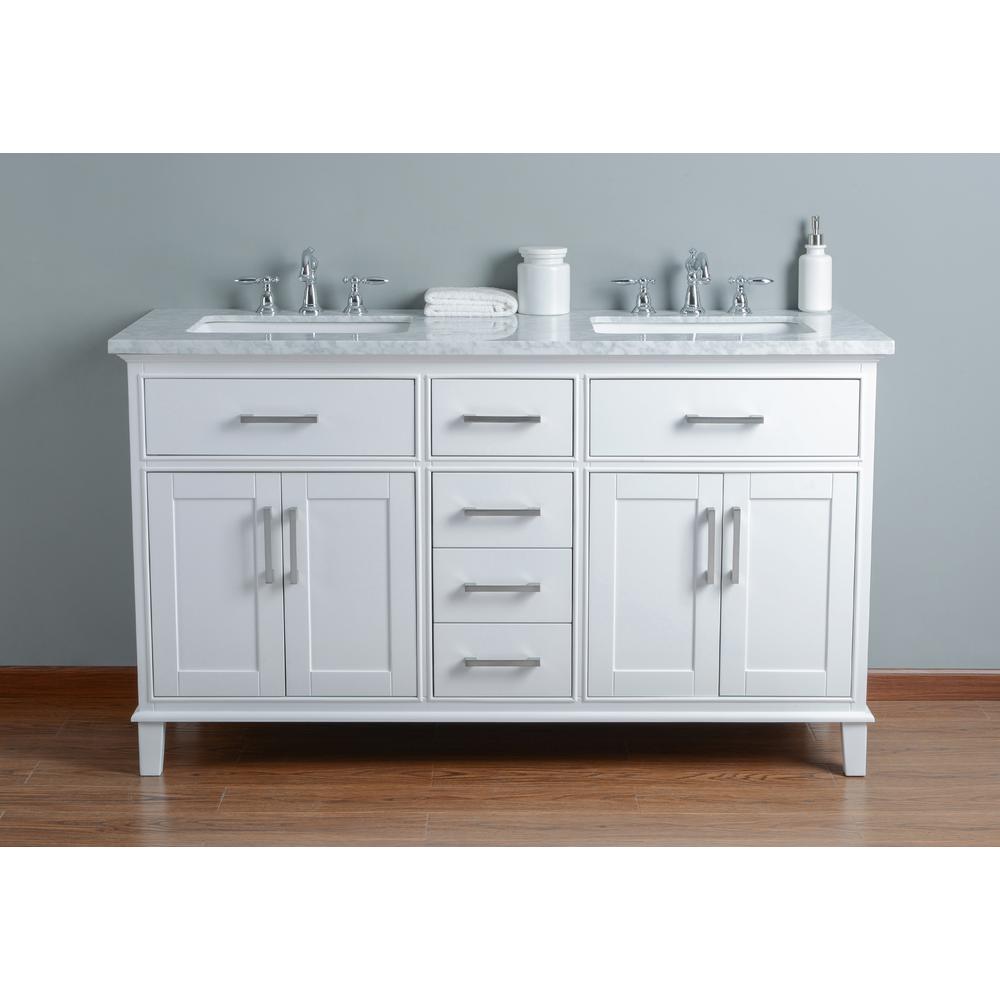 Stufurhome 60 In Leigh Double Sink Bathroom Vanity White With Leigh Double Sink Bathroom Vanity
