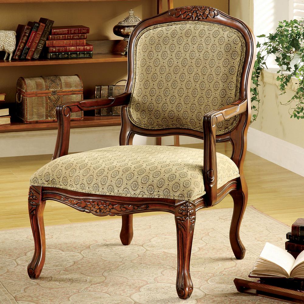 Quintus Antique Oak Fabric Arm Chair-CM-AC6919 - The Home Depot