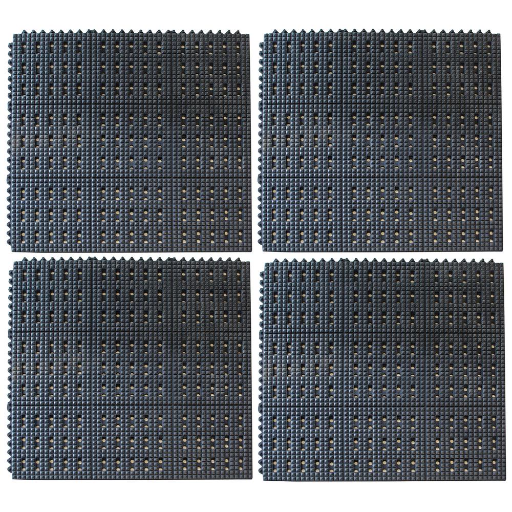 Buffalo Tools 36 in. x 36 in. Industrial Rubber Anti-Fatigue Interlocking Mats (Set of 4), Anti-Fatigue Black was $122.62 now $69.99 (43.0% off)