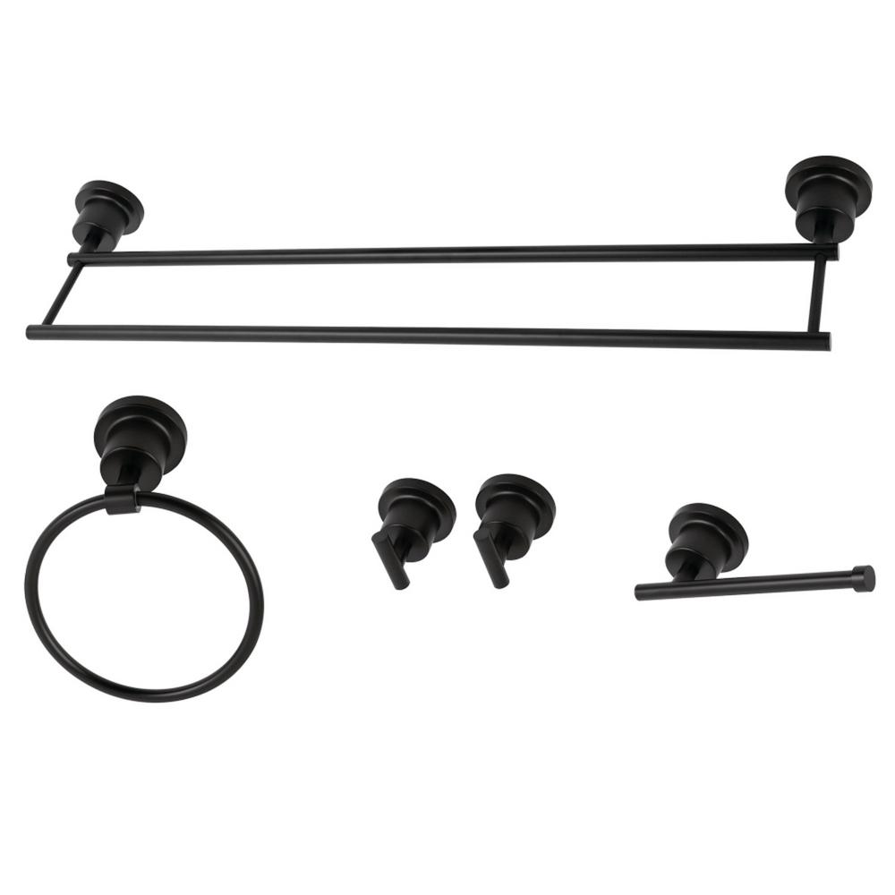 Kingston Brass Modern 5Piece Bath Hardware Set in Matte Black