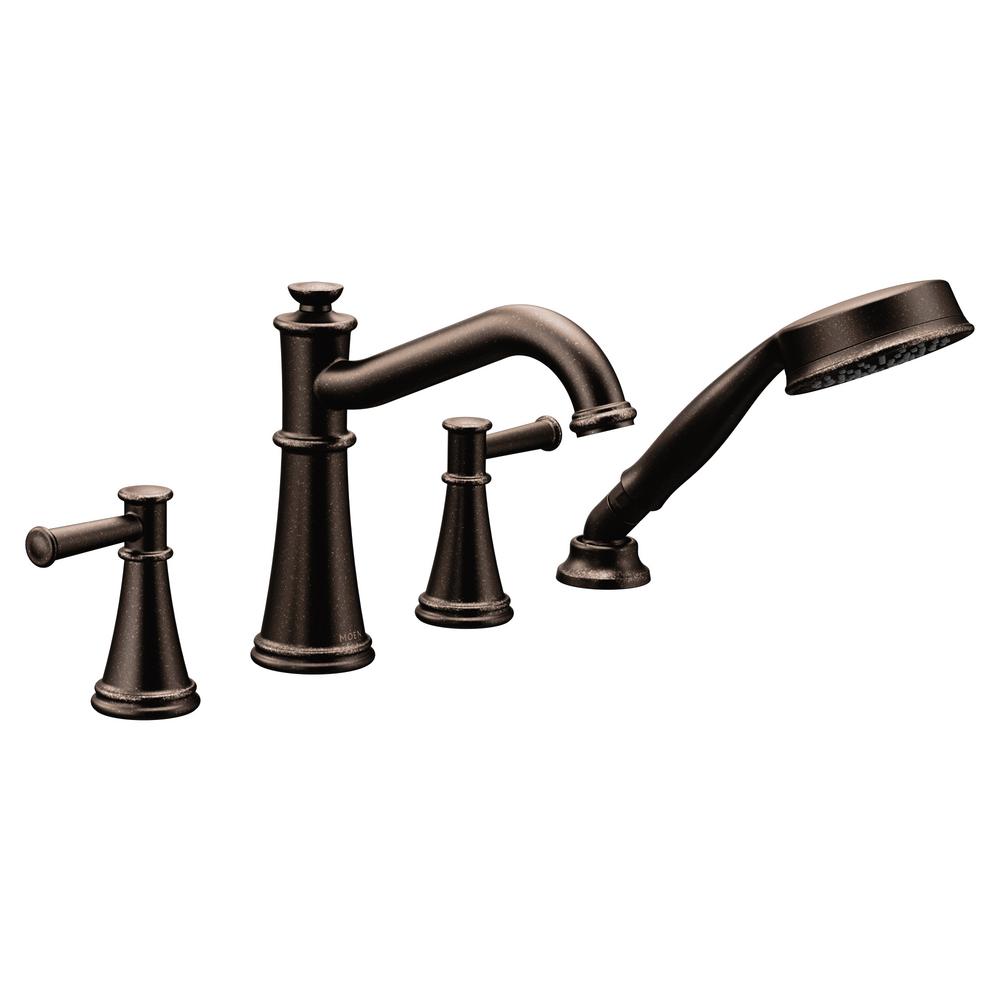 MOEN Belfield 2-Handle Deck-Mount Roman Tub Faucet with Handshower in Oil Rubbed Bronze (Valve Not Included)