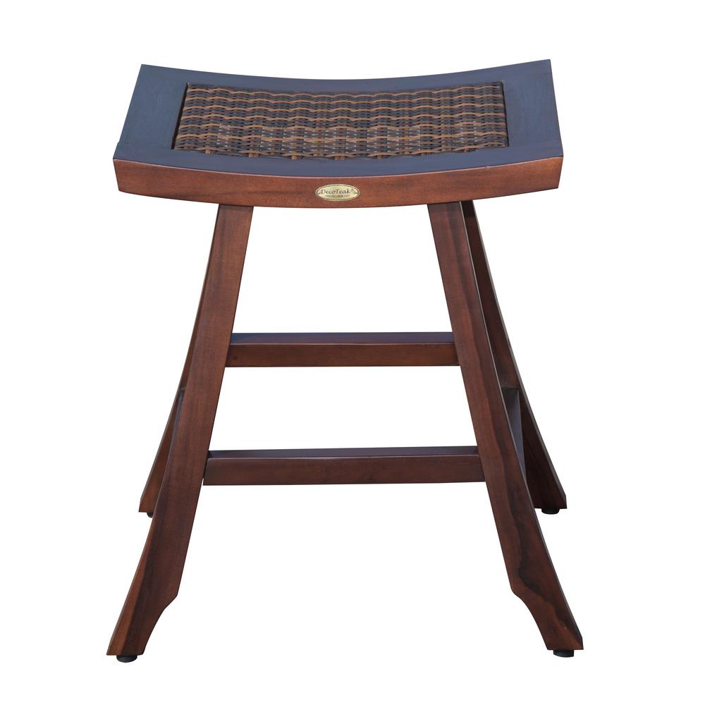 Decoteak Satori 24 In H Teak Brown Counter Stool With Indoor H Teak Brown Counter Stool With Indoor Outdoor Viro Rattan