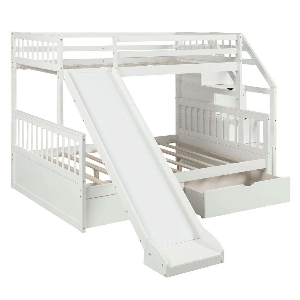 Full Bunk Bed With Slide Deals 60 Off, White Twin Over Full Bunk Bed With Drawers And Slide