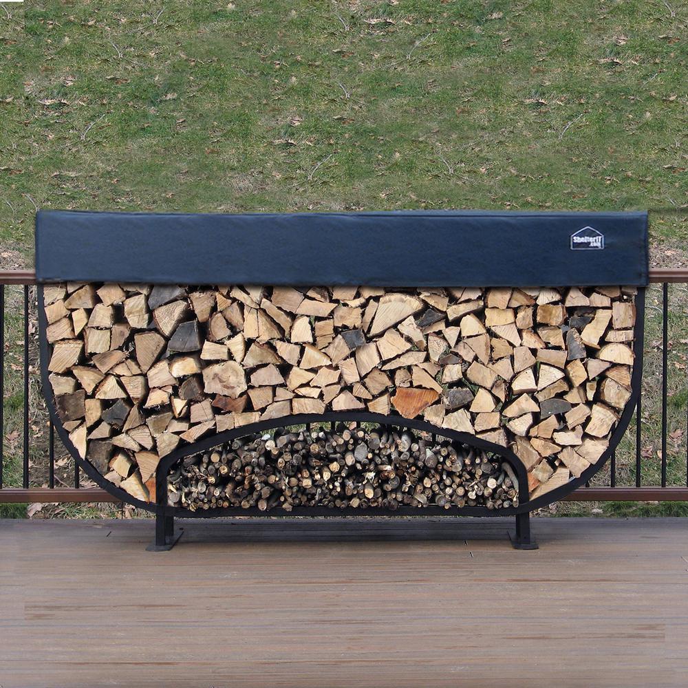 ShelterIT 8 ft. Firewood Storage Log Rack with Kindling Holder and