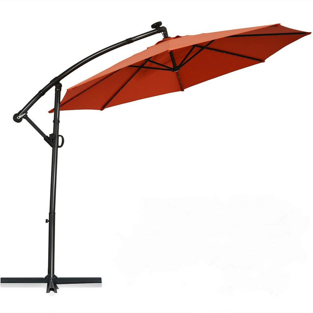 CASAINC 10 ft. 360° Rotation Aluminum Cantilever Solar Powered LED