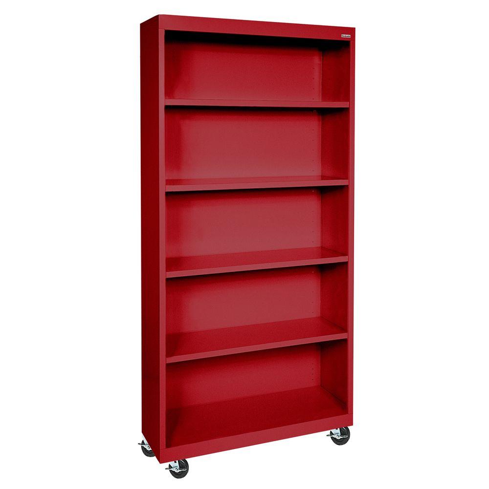 Sandusky Red Mobile Steel Bookcase-BM40361872-01 - The Home Depot