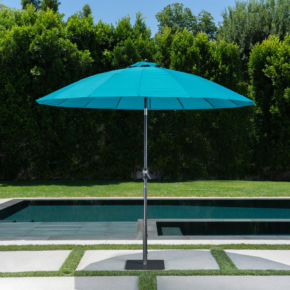 Royal Garden Shanghai 9 Ft Aluminum Market Crank And Tilt Patio Umbrella In Teal Sh9umb104 The Home Depot