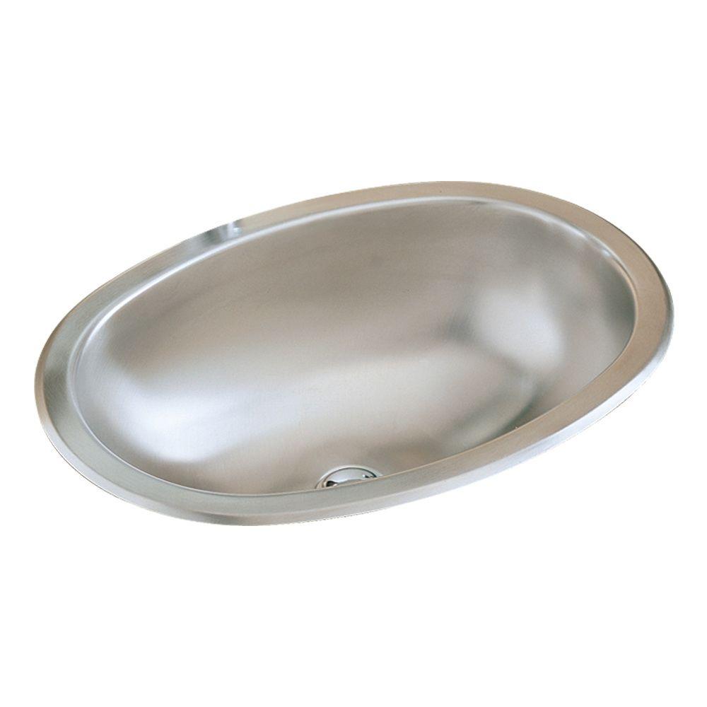 STERLING DropIn Oval Stainless Steal Bathroom Sink in Satin Stainless
