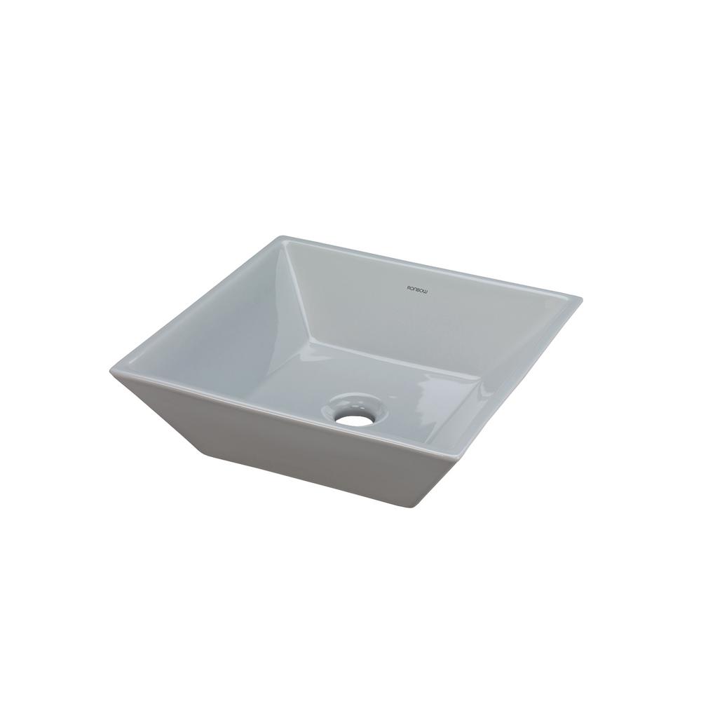 Ronbow Essentials Square Ceramic Vessel Sink In Cool Gray Without Overflow