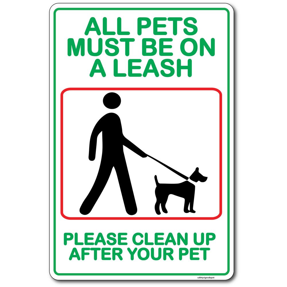 Promodor 12 in. x 8 in. All Dogs Pets Must Be on Leash Plastic Sign-PSE