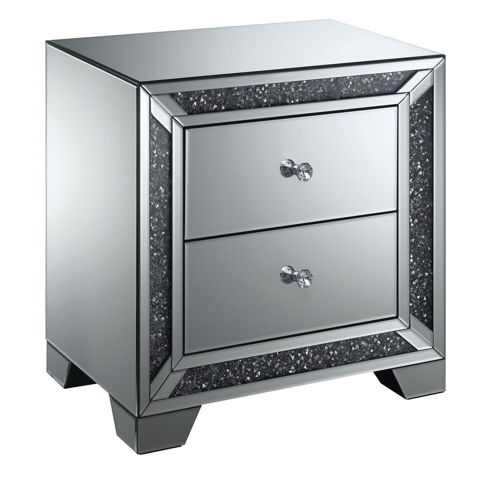Palmer Silver Mirrored Chrome 2 Drawer Side Table