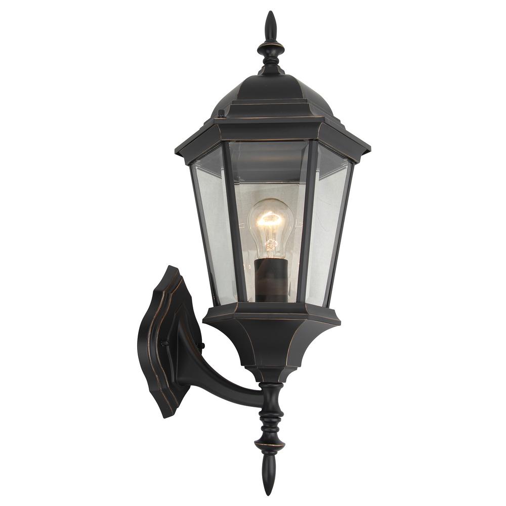 1-Light Imperial Black Outdoor Wall Lantern Sconce-EL954IB - The Home Depot