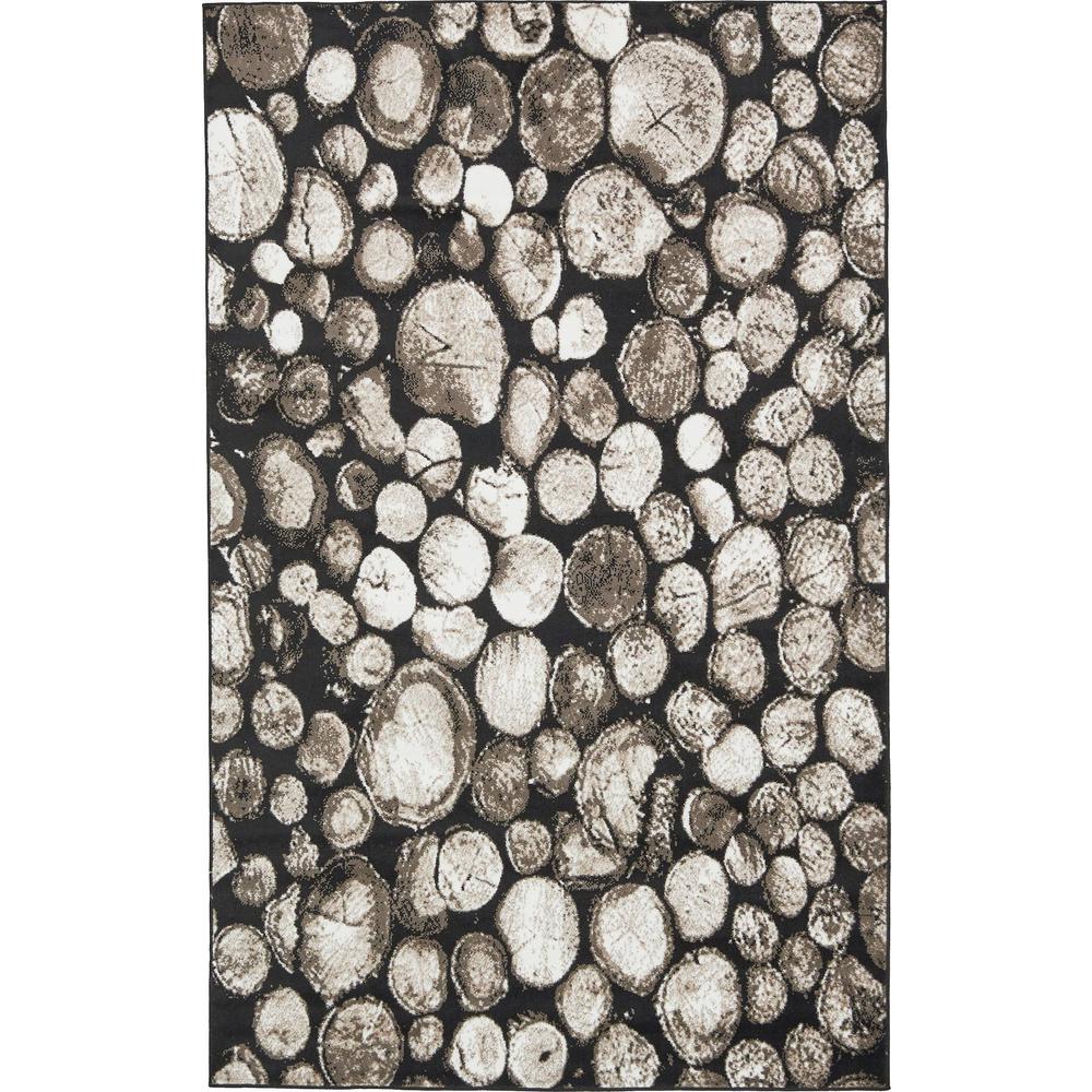 Unique Loom Metro River Rocks Black 5 0 X 8 Area Rug