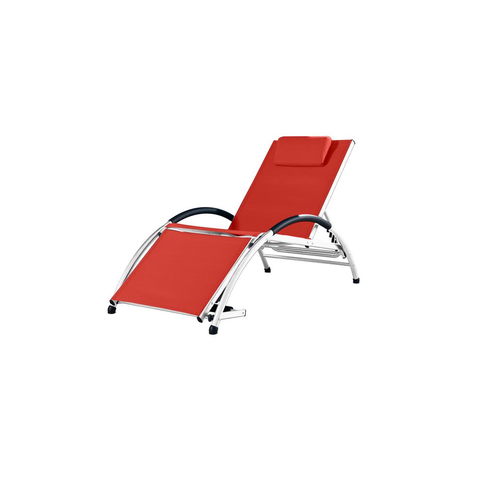 Folding Aluminum Outdoor Lounge Chairs Patio The Home Dockside White Frame Reclining Aluminum Outdoor Lounge Chair In Cherry Red
