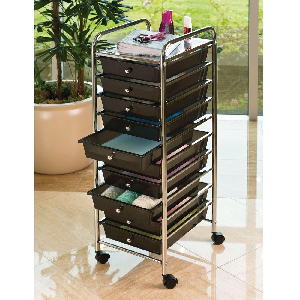 Seville Classics Black 10 Drawer Organizer Cart She16218kb The