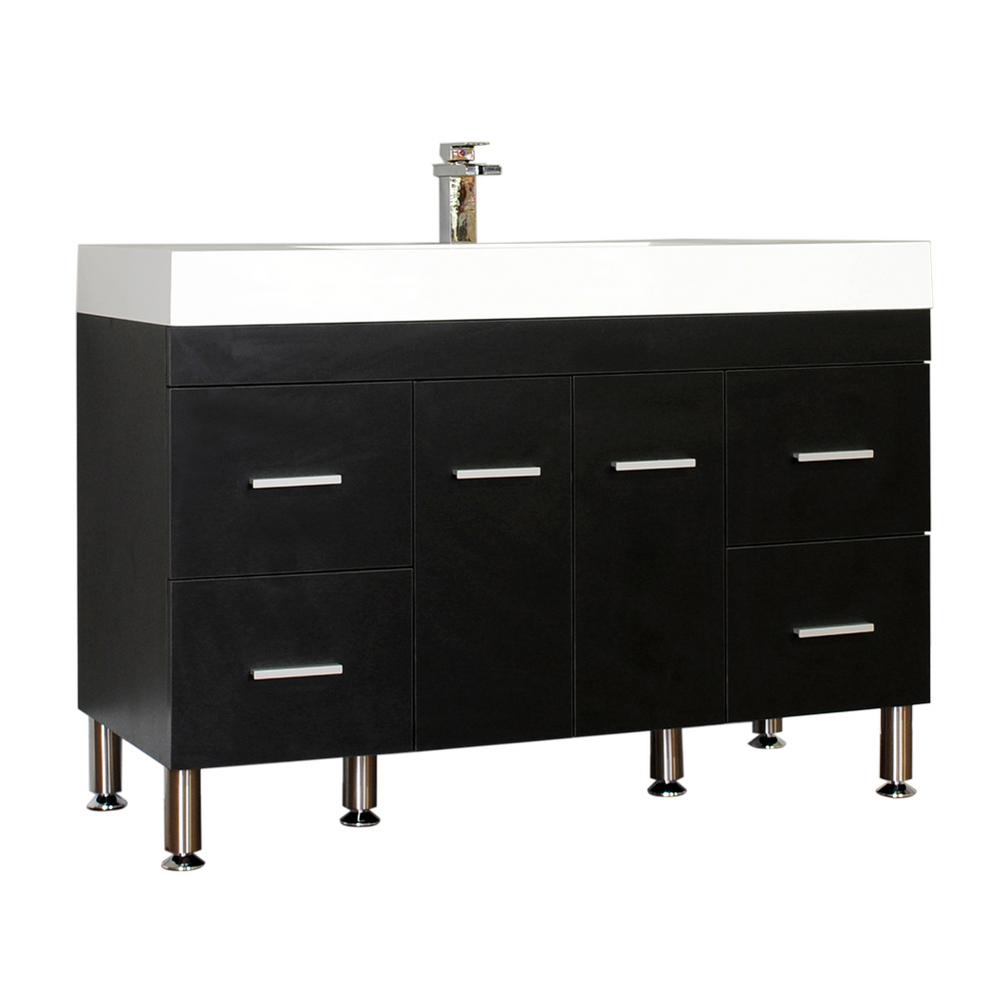 Unbranded The Modern 47 In W X 19 5 In D Bath Vanity In Black With Acrylic Vanity Top In White With White Basin Hkgb 8042 B The Home Depot