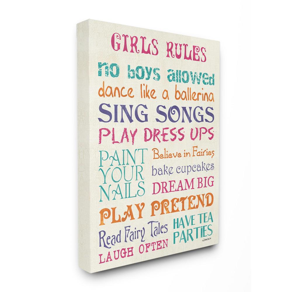 16 In X 20 Pink Teal Orange And Purple Girls Rules By Debbie Dewitt Printed Canvas Wall Art