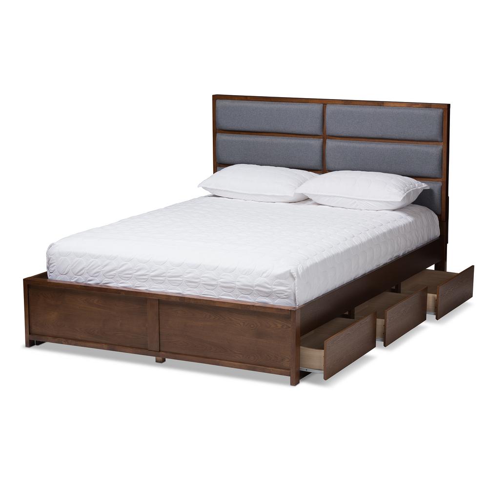 Baxton Studio Macey Gray/Walnut Brown Queen Platform Bed-146-8195-HD ...