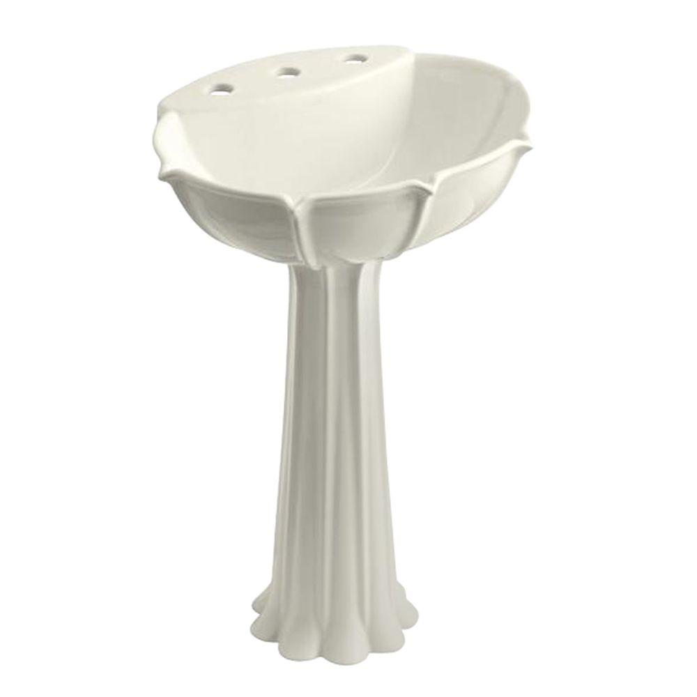 KOHLER Anatole Vitreous China Pedestal Bathroom Sink Combo in BiscuitK
