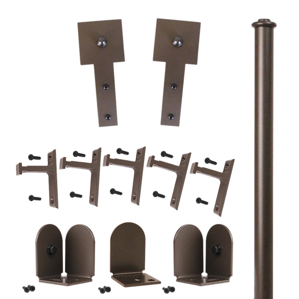 96 In Cube Stick Oil Rubbed Bronze Sliding Barn Door Round Track