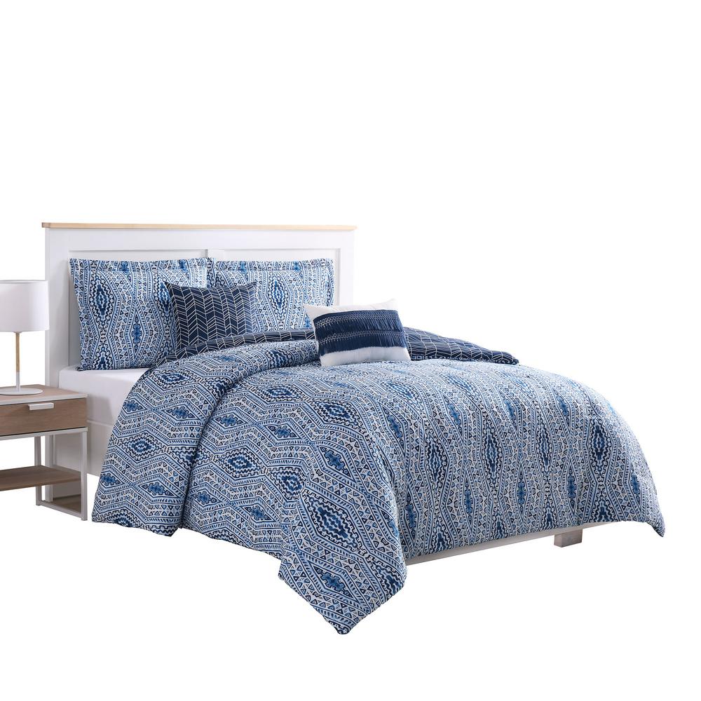 Boho Living Darhma Aztec 5 Piece Navy Reversible King Comforter Set Boho Living Darhma Aztec 5 Piece Navy Reversible King Comforter Set