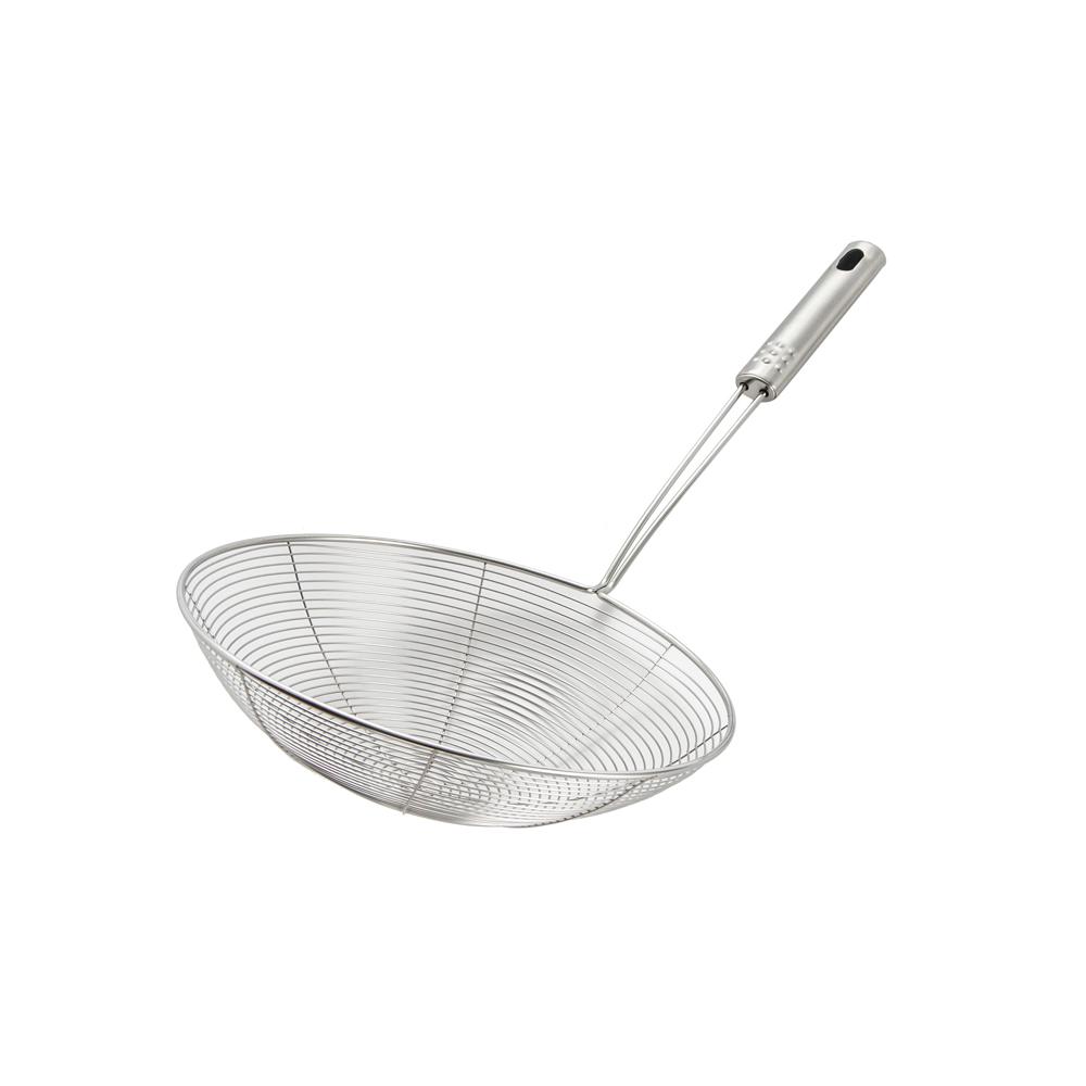 ExcelSteel 8 in. Stainless Steel Strainer with Bamboo Patterned
